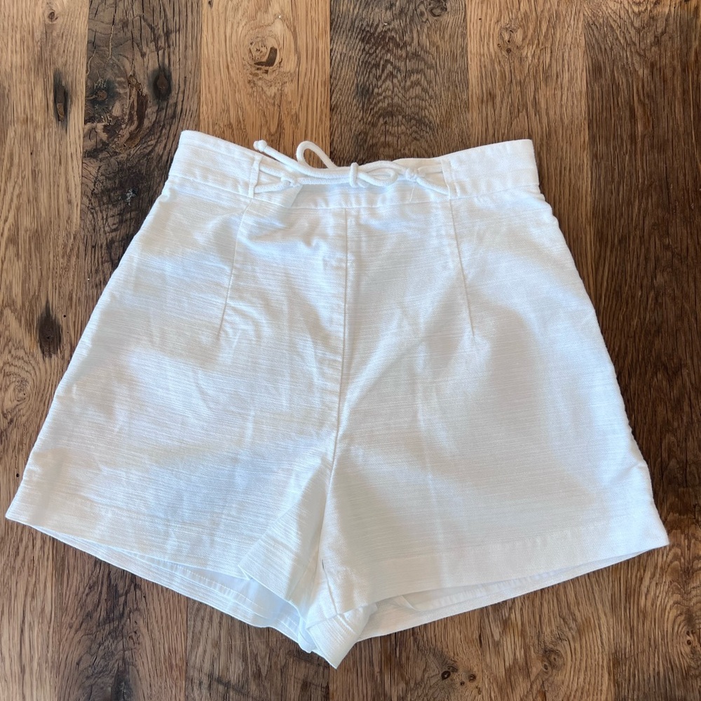 Kookai High Waist White Women's Shorts with rope tie